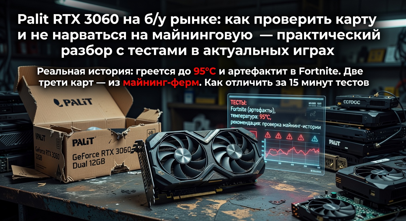 Palit RTX 3060 на б/у рынке: как проверить карту и не нарваться на майнинговую — практический разбор с тестами в актуальных играх